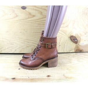 New Zodiac Boots 10M Womens Brown Leather Gemma Buckle Ankle Zip